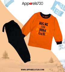 Fleece Hug Me Tracksuit For Kids (Orange)