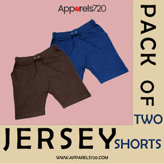 Jersey Shorts Pack of 2 For Kids(Brown-Navy)