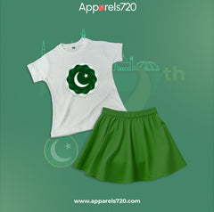 Azadi T-Shirt & Skirt Pair For Kids (Flag)