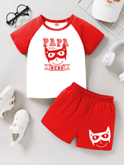 Raglan T-Shirt & Shorts Set For Kids (Papa Is My Hero)