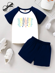 Raglan T-Shirt & Shorts Set For Kids (Reality)