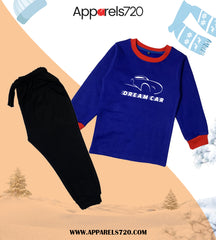 Fleece Dream-Car Tracksuit For Kids (Royal-Blue)