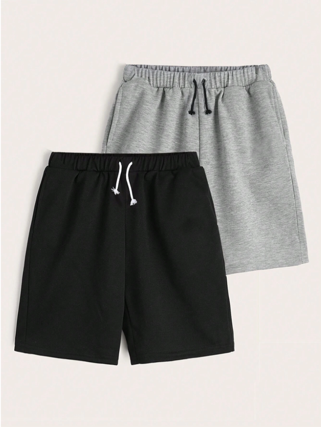 Jersey Shorts Pack of 2 For Kids (Black-Grey)