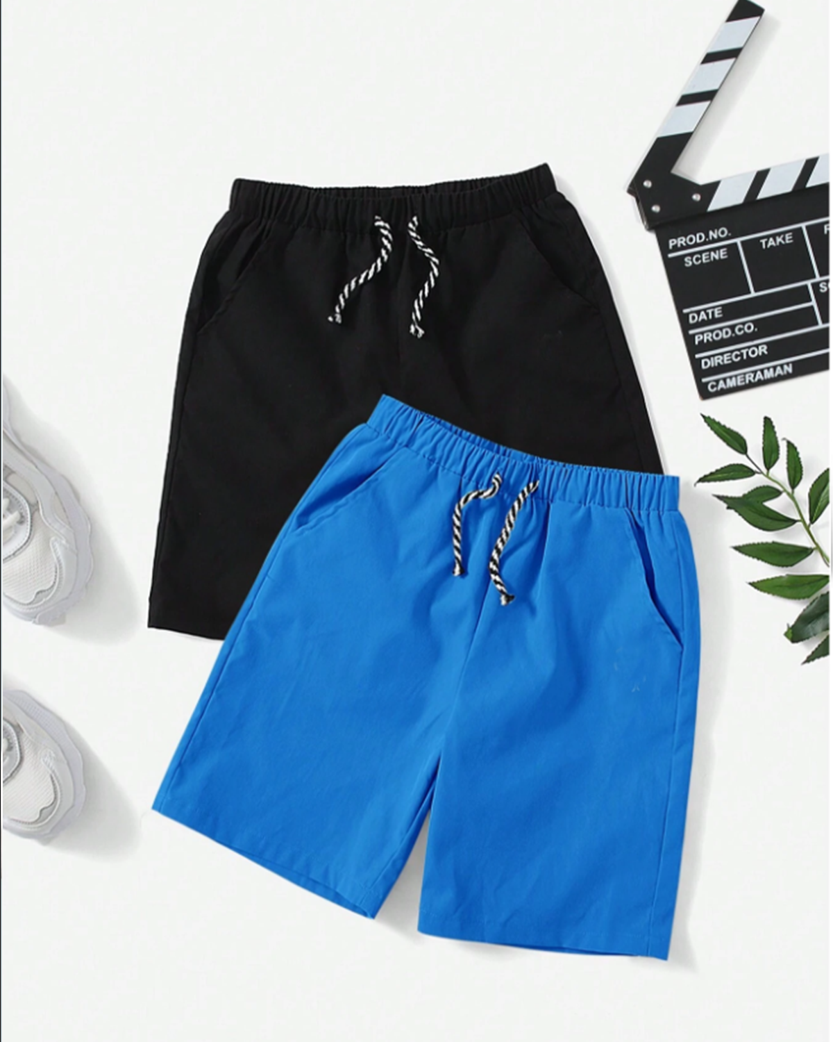 Jersey Shorts Pack of 2 For Kids (Black-Royal)