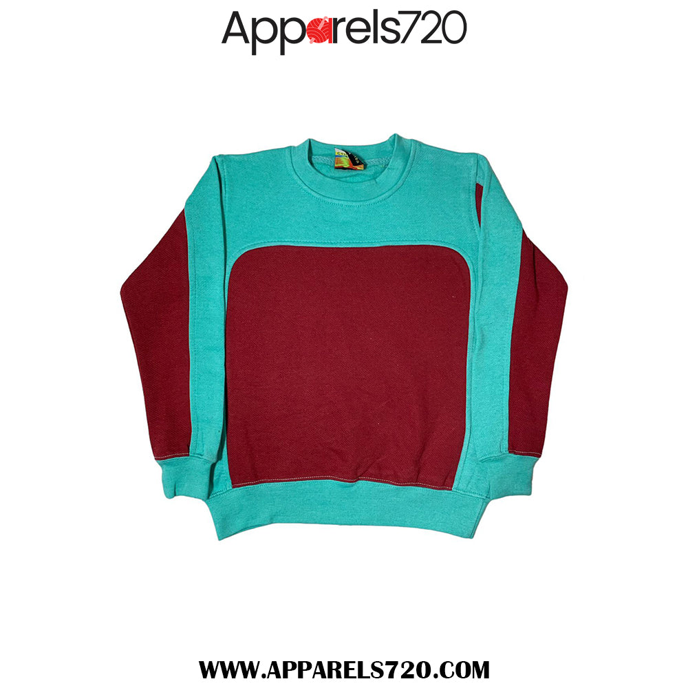 Fleece Panel Sweatshirt (Seagreen-Maroon)