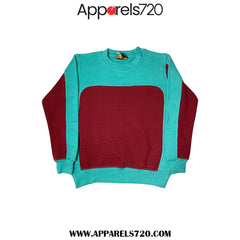 Fleece Panel Sweatshirt (Seagreen-Maroon)