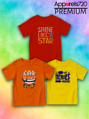 Pack of 3 Kids Printed T-Shirts (Shine-Life-Heros)