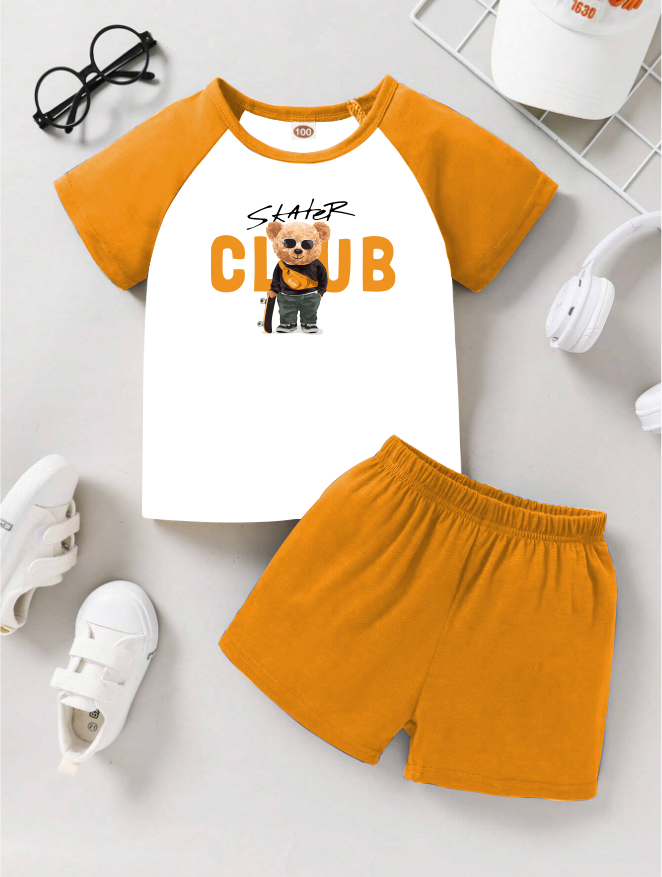 Raglan T-Shirt & Shorts Set For Kids (Skater Club)
