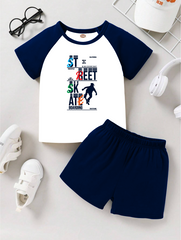 Raglan T-Shirt & Shorts Set For Kids (Skater)