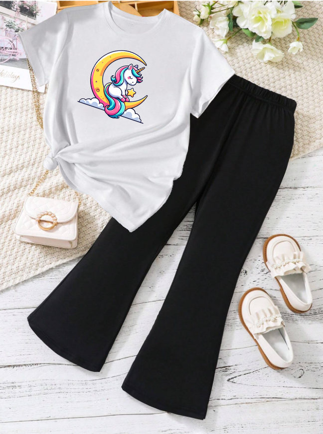 Kids T-Shirt & Plazzo Set (Star Unicorn)