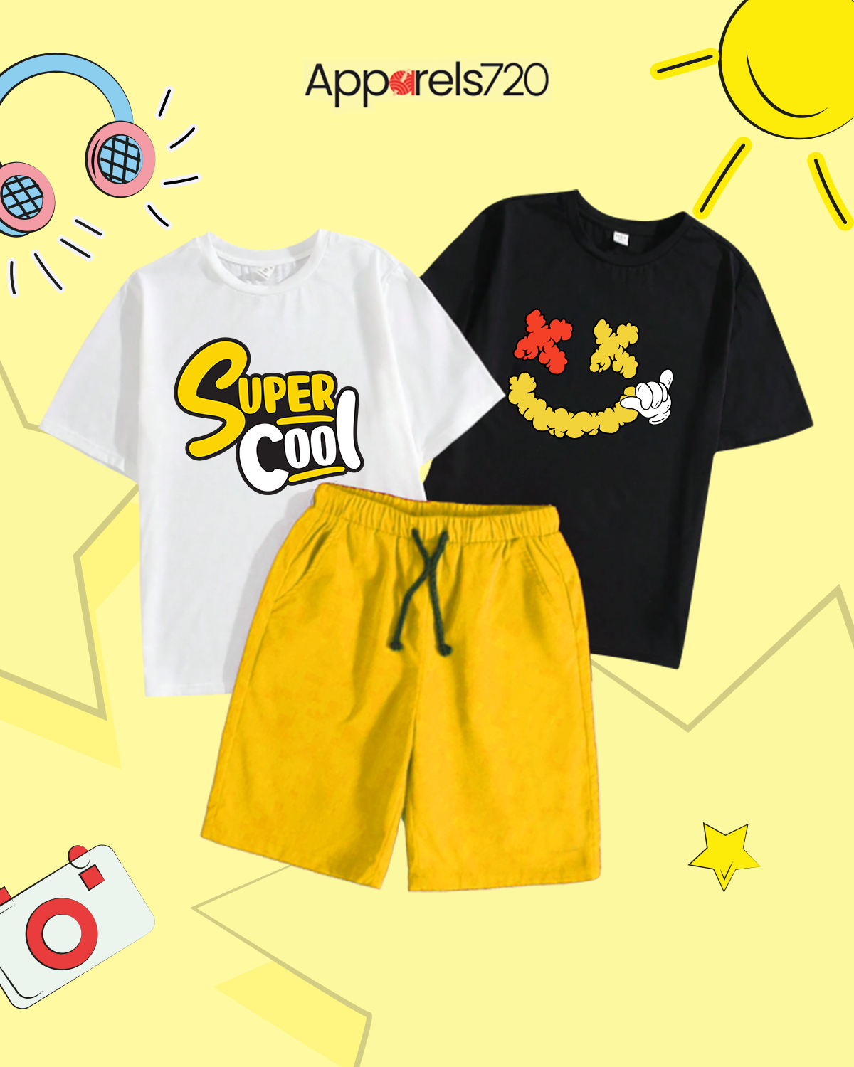 Kids T-Shirt & Short Combo (SuperCool-ThumbSmile)