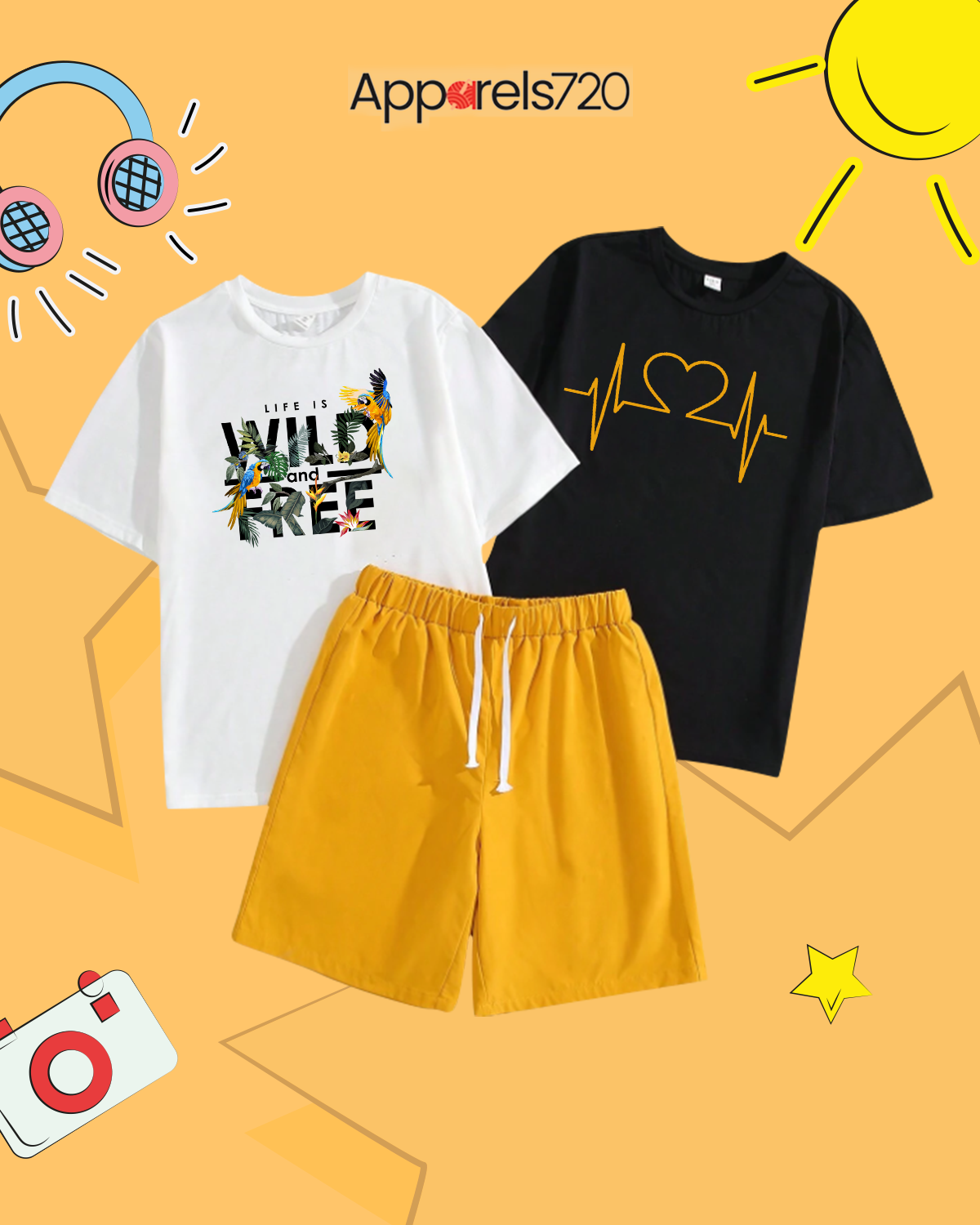 Kids T-Shirt & Short Combo (Wild Free-Heart Line)