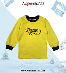 Fleece Printed Sweatshirt For Kids(Dream Big-Yellow)